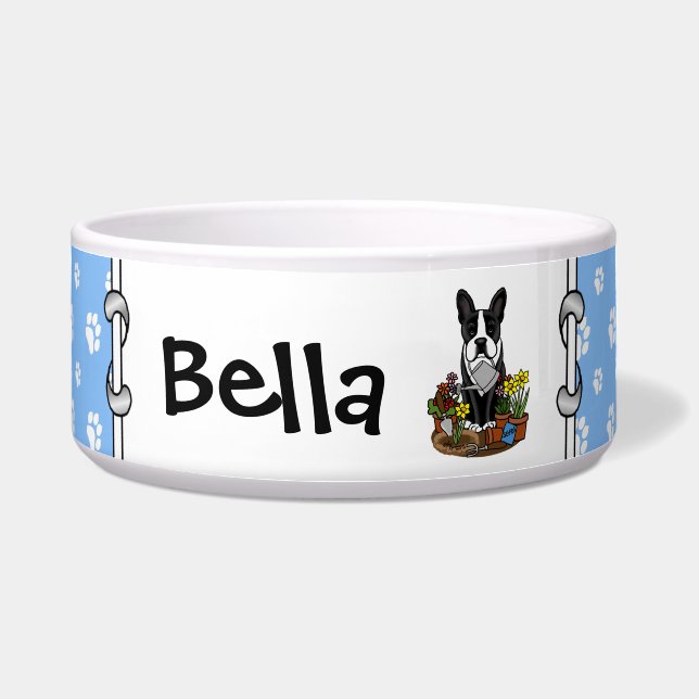 Comedero Jardinero de flores Boston Terrier (negro) Perro l (Frente)