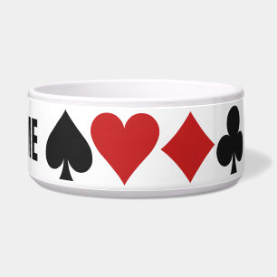 Comedero Jugador de tarjetas personalizado bolos mascotas