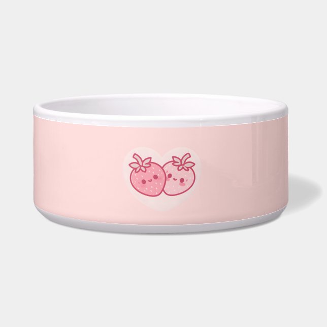 Comedero Kawaii Pink Valentines Strawberries (Frente)