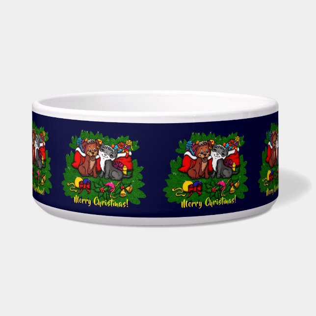 Comedero Kitty and Puppy , Happy XMas (Frente)