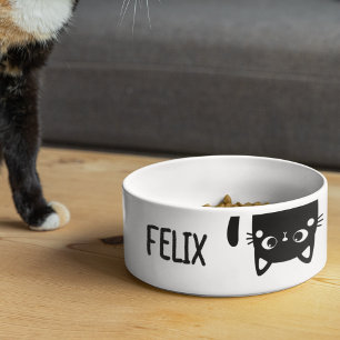 Comedero Kitty gato negro con nombre
