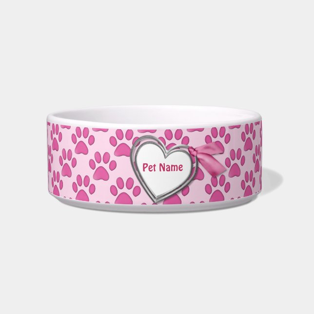 Comedero Kitty Imprime Dish Gato Rosado - Personalizar (Frente)