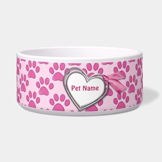 Comedero Kitty Imprime Dish Gato Rosado - Personalizar (Frente)