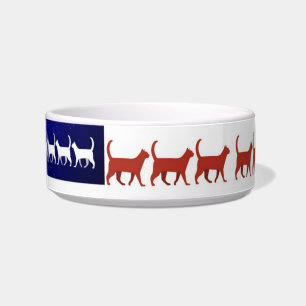 Comedero La bandera de los Estados Unidos gatos rojos blanc