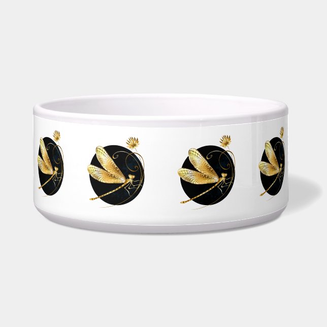 Comedero La libélula dorada en círculo negro (Frente)
