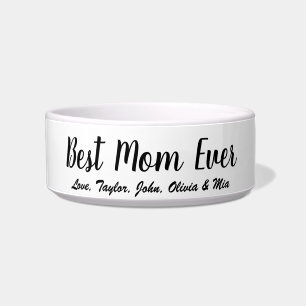 Comedero La mejor mamá guión de personalizado blanco negro