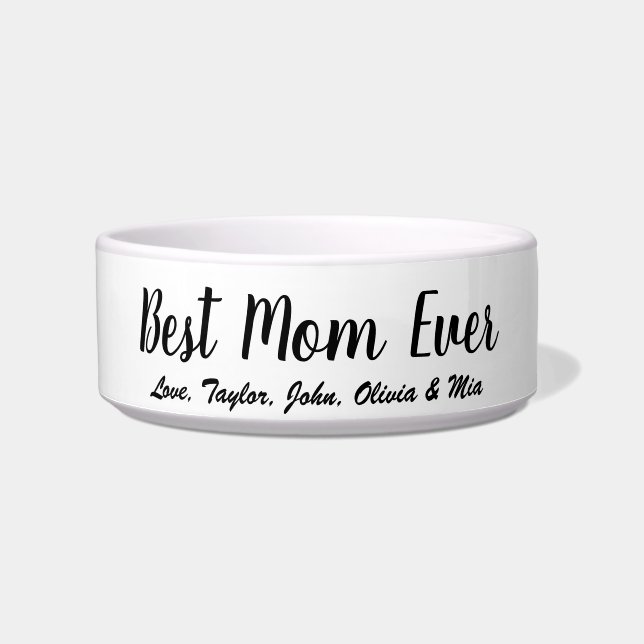 Comedero La mejor mamá guión de personalizado blanco negro  (Frente)