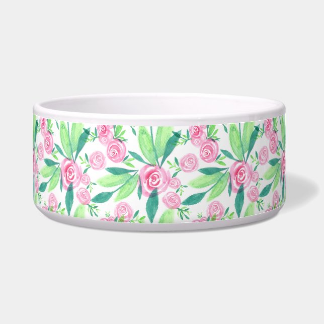 Comedero La Rosa Watercolor Floral Pattern Pet Bowl (Frente)