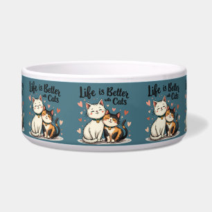 Comedero La vida es mejor con gatos estética de gato lindo,