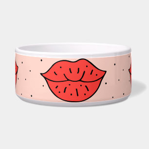 Comedero labios personalizados: patrón de doodle feminista.