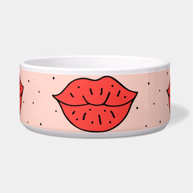 Comedero labios personalizados: patrón de doodle feminista. (Frente)