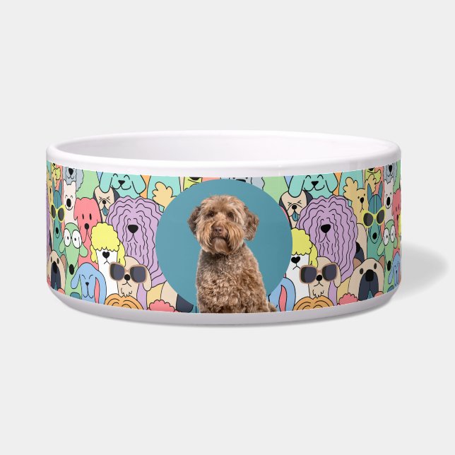 Comedero Labradoodle Personalizado Foto y Nombre Tazón de P (Frente)