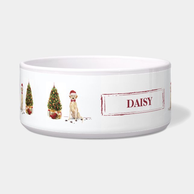 Comedero Labrador amarillo recuperó a divertidos Navidades  (Izquierda)