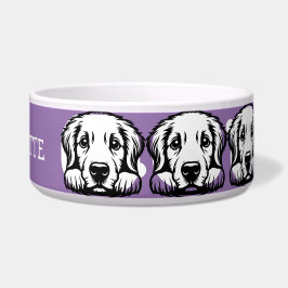 Comedero Labrador curioso personaliza tema púrpura
