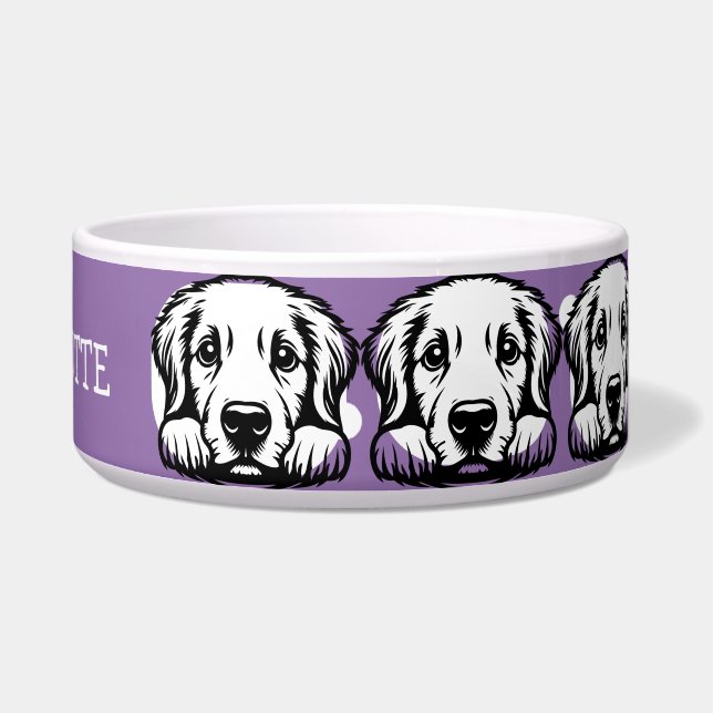 Comedero Labrador curioso personaliza tema púrpura (Derecha)