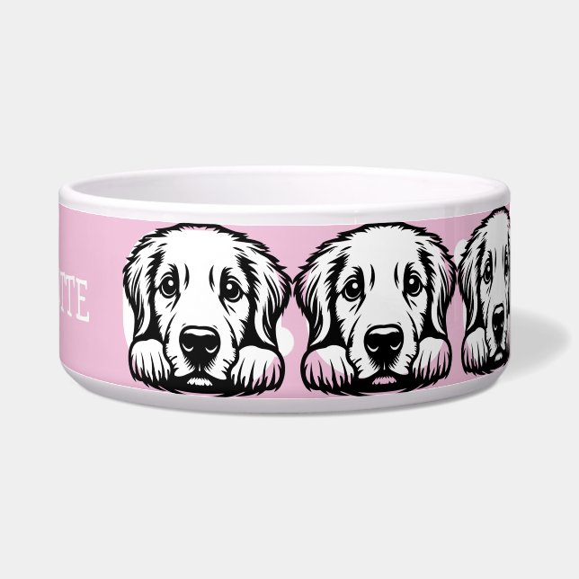 Comedero Labrador curioso Personalizar tema rosa (Derecha)