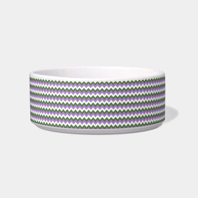 Comedero Lavanda, Chevron verde y blanco Zigzag (Frente)