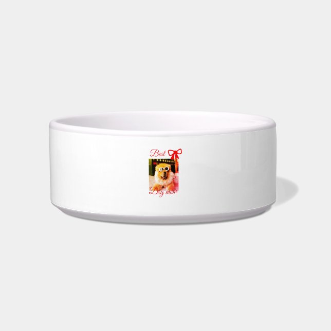 Comedero Lazo rojo mejor mamá papá foto perro/mascota nombr (Frente)