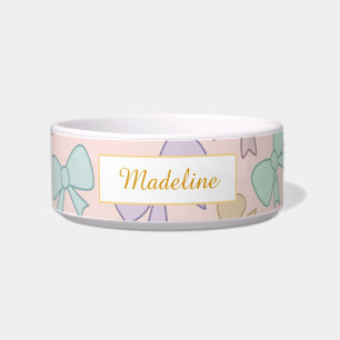 Comedero Lazos de pastel personalizados con nombre de gato