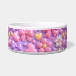 Comedero Lazos y Corazones Kawaii Pastel Patrón Perfecto