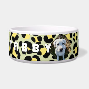 Comedero Leopard Yellow Black Photo Personalized