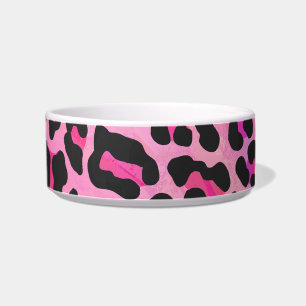 Comedero Leopardo de impresión negro y rosa caliente