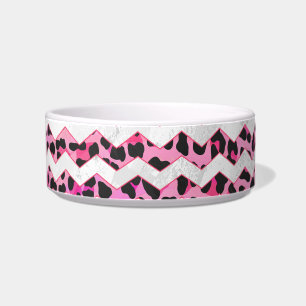 Comedero Leopardo Negro y Chevron Hot Pink Print