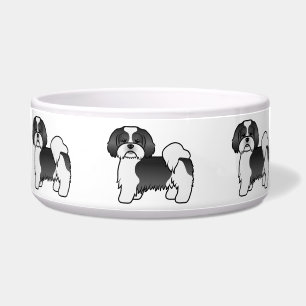 Comedero Lhasa Apso blanco y negro perro de dibujos animado