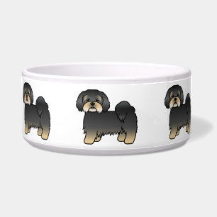 Comedero Lhasa Apso negro y bronceado perro de dibujos anim