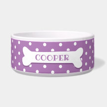 Lilac White Polka Dots Dog Hueso Perro Personaliza