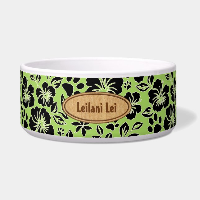Comedero Lilikoi Paw Hawaiian Hibiscus Monogram Lime (Frente)