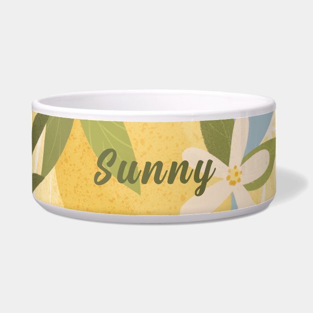 Comedero Limoneros y flores personalizados para perros maxi (Frente)