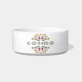 Comedero Linda flor rosa y verde agregar nombre mascota mas