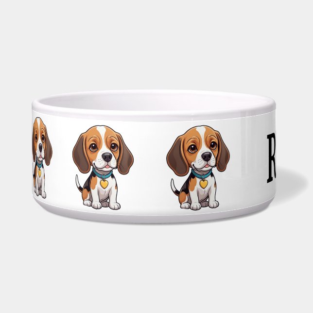Comedero Lindo Beagle de Dibujos Personalizado (Izquierda)