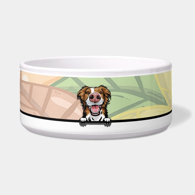 Comedero Lindo Border Collie asomándose, comida o bebida (Frente)