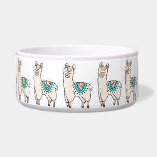 Comedero llama alpaca de dibujos animados sonriendo feliz d