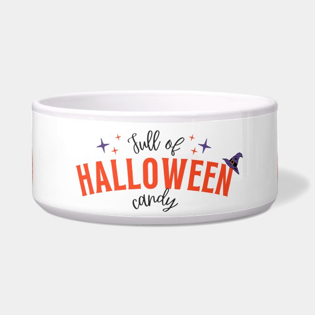 Comedero Lleno de dulces de Halloween | Tazón de cerámica (Frente)