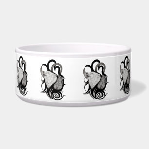 Comedero Lobo blanco con arte tribal de Raven