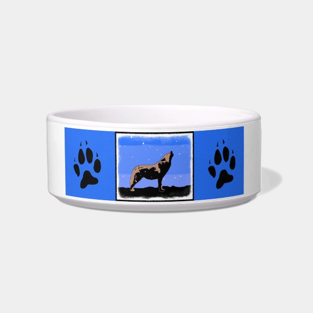 Comedero Lobo en invierno - Arte de vida silvestre original (Derecha)