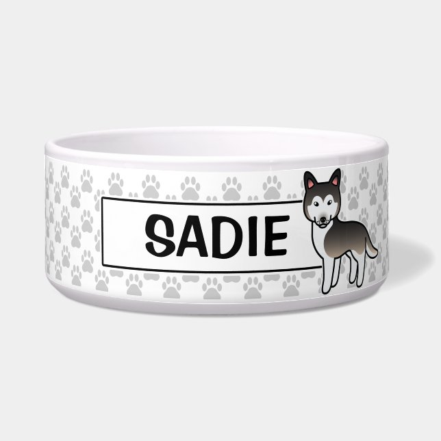 Comedero Lobo Siberiano Husky de dibujos animados gris (Frente)