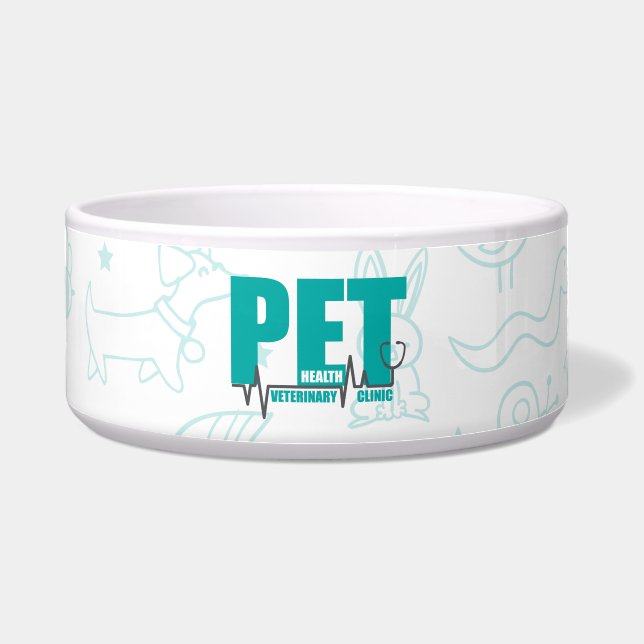 Comedero Logotipo de la clínica veterinaria azul moderno (Frente)