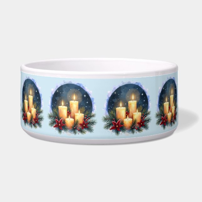 Comedero Los navidades lucen velas con Poinsettias (Frente)