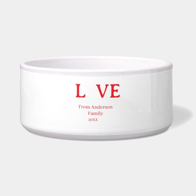 Comedero Love holidays cat photo pet family name bold lette (Frente)