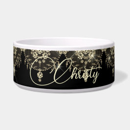 Comedero Lugar negro y dorado elegante