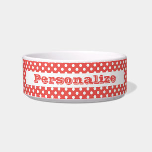 Comedero Lujosos lunares rojos y blancos retro para tu masc