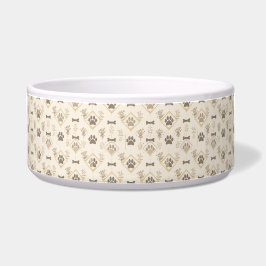 Comedero Luxury Ivory & Faux Gold Geometric Dog