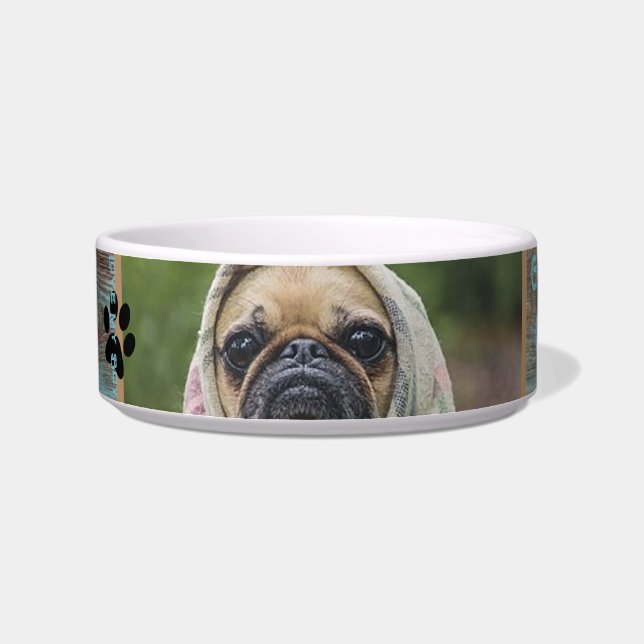 Comedero Madera de fotos de perros Personalizado (Izquierda)