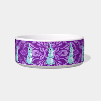 Comedero Majestic Blue Rabbit Mandala Purple Pet Bowl