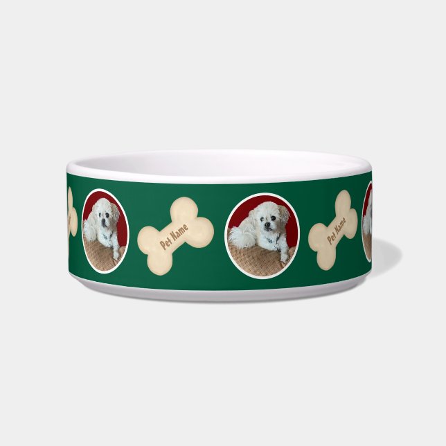 Comedero Malshi Con Bolera De Mascotas Verde Óseo (Frente)