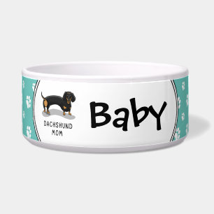 Comedero Mamá Dachshund (S negro y canela) - Perro lindo